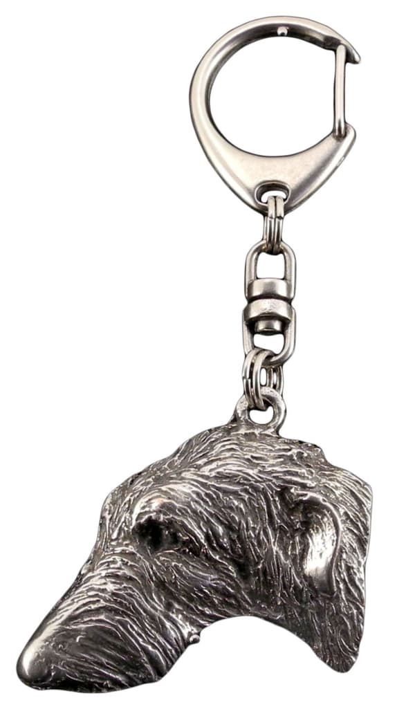 Scottish Greyhound, Deerhound - forsølvet nøglering med en hund i gaveæske, håndtaskedekoration, rygsækvedhæng fra Art-Dog