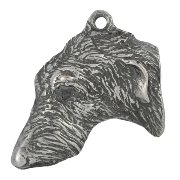 Scottish Greyhound, Deerhound - forsølvet nøglering med en hund i gaveæske, håndtaskedekoration, rygsækvedhæng fra Art-Dog
