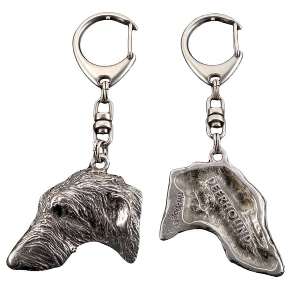 Scottish Greyhound, Deerhound - silverpläterad nyckelring med en hund i presentask, handväska dekoration, ryggsäckshänge från Art-Dog