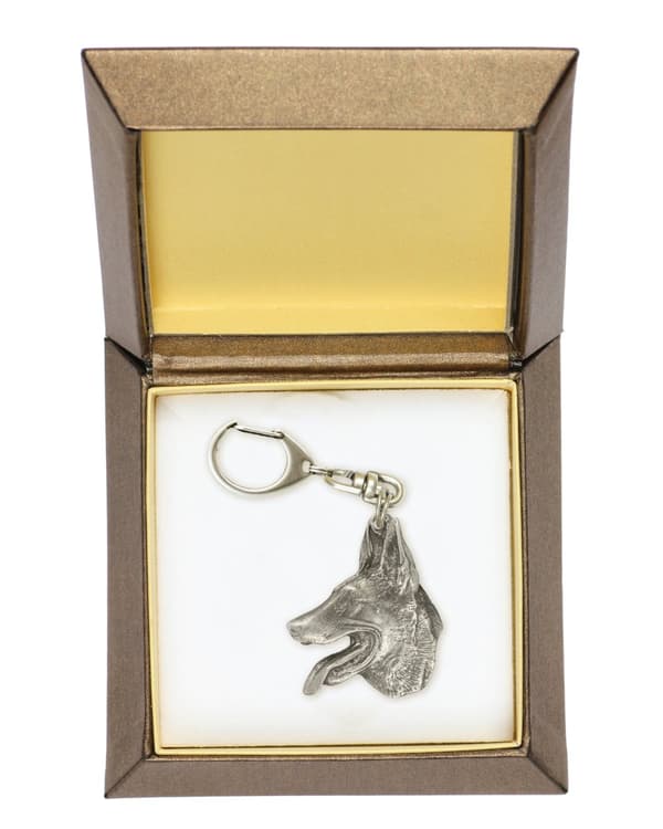 Belgian Shepherd Dog, Belgian Mountain Dog I - silverpläterad nyckelring med en hund i presentask, handväska dekoration, ryggsäckshänge från Art-Dog