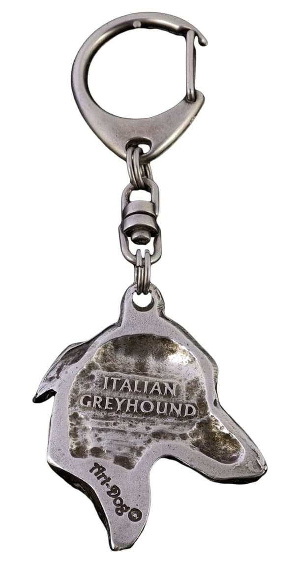 Italian vinttikoira, Italian vinttikoira - hopeoitu avaimenperä koiralla lahjarasiassa, käsilaukun koristelu, reppuriipus by Art-Dog