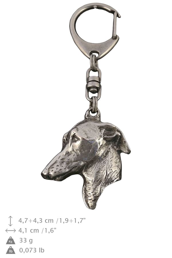 Italian vinttikoira, Italian vinttikoira - hopeoitu avaimenperä koiralla lahjarasiassa, käsilaukun koristelu, reppuriipus by Art-Dog
