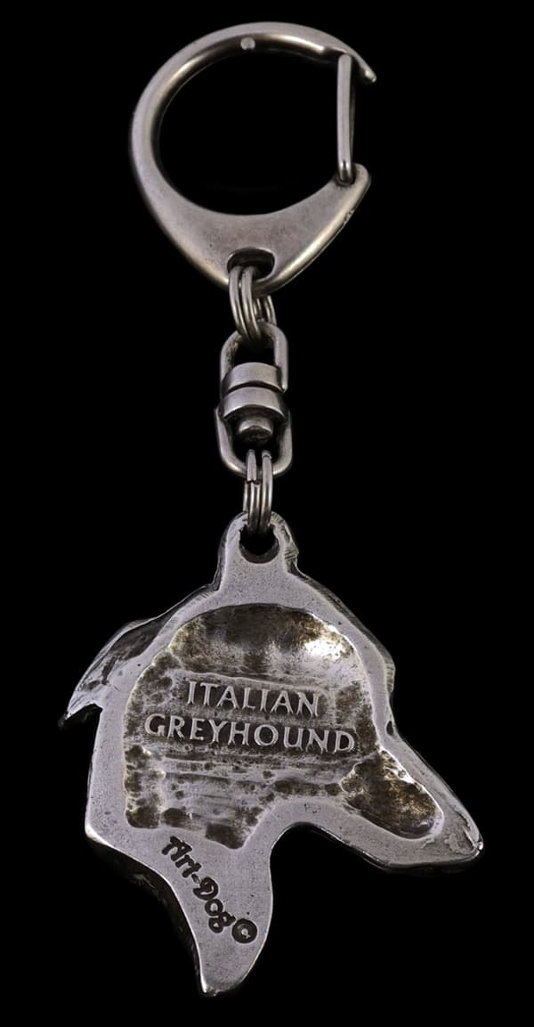 Italian vinttikoira, Italian vinttikoira - hopeoitu avaimenperä koiralla lahjarasiassa, käsilaukun koristelu, reppuriipus by Art-Dog