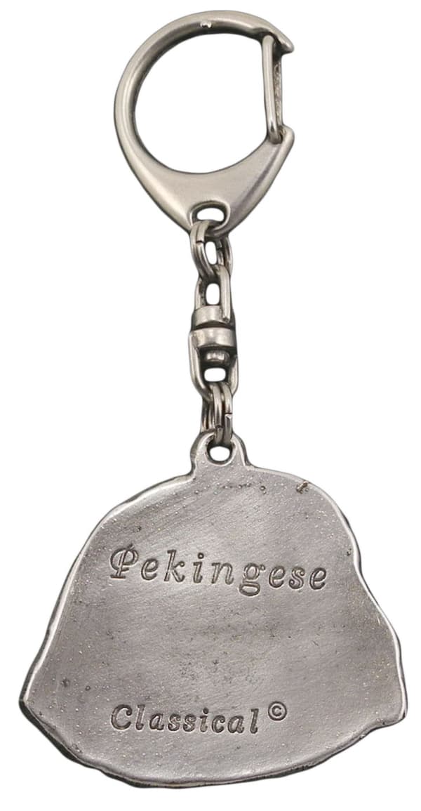 Pekingese - silverpläterad nyckelring med en hund i presentask, handväska dekoration, ryggsäckshänge från Art-Dog