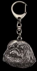 Miniatyrbild 8 av 10: Pekingese - silverpläterad nyckelring med en hund i presentask, handväska dekoration, ryggsäckshänge från Art-Dog