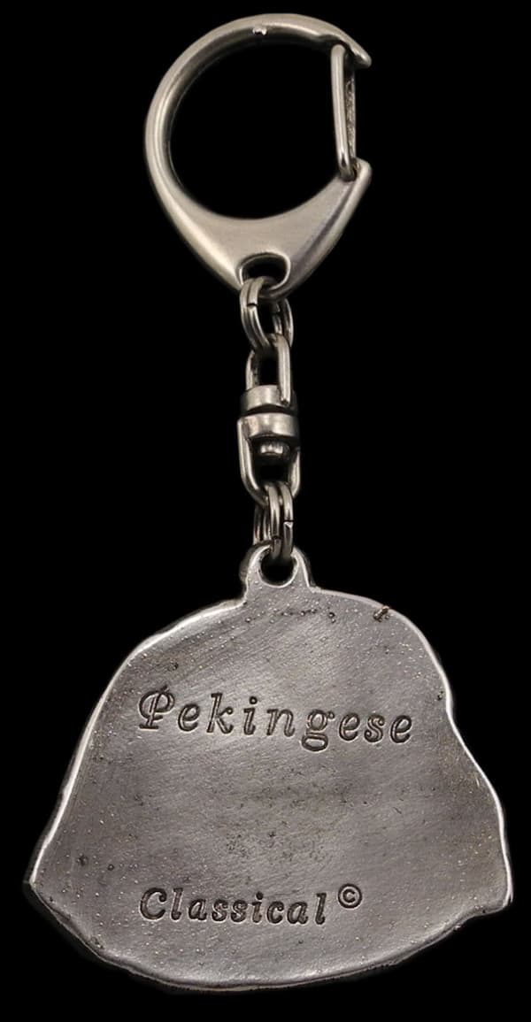 Pekingese - silverpläterad nyckelring med en hund i presentask, handväska dekoration, ryggsäckshänge från Art-Dog