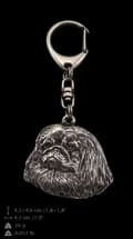 Miniatyrbild 10 av 10: Pekingese - silverpläterad nyckelring med en hund i presentask, handväska dekoration, ryggsäckshänge från Art-Dog