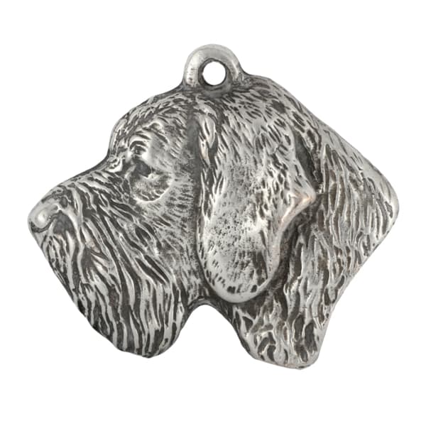 German Wirehaired Pointer, Drahthaar - silverpläterad nyckelring med en hund i presentask, handväska dekoration, ryggsäckshänge från Art-Dog