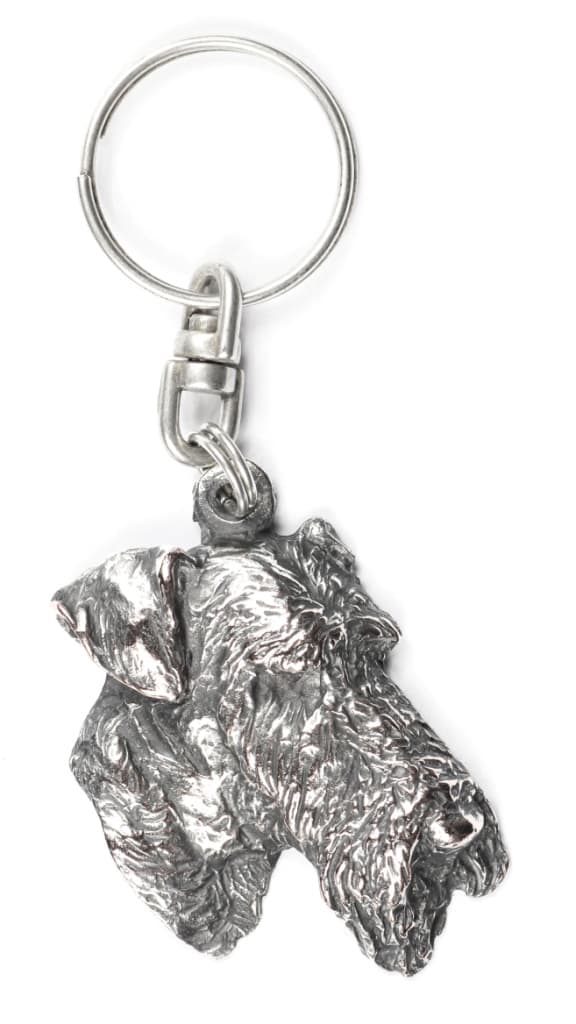Airedale Terrier, Waterside Terrier - silverpläterad nyckelring med en hund i presentförpackning, handväska dekoration, ryggsäckshänge från Art-Dog