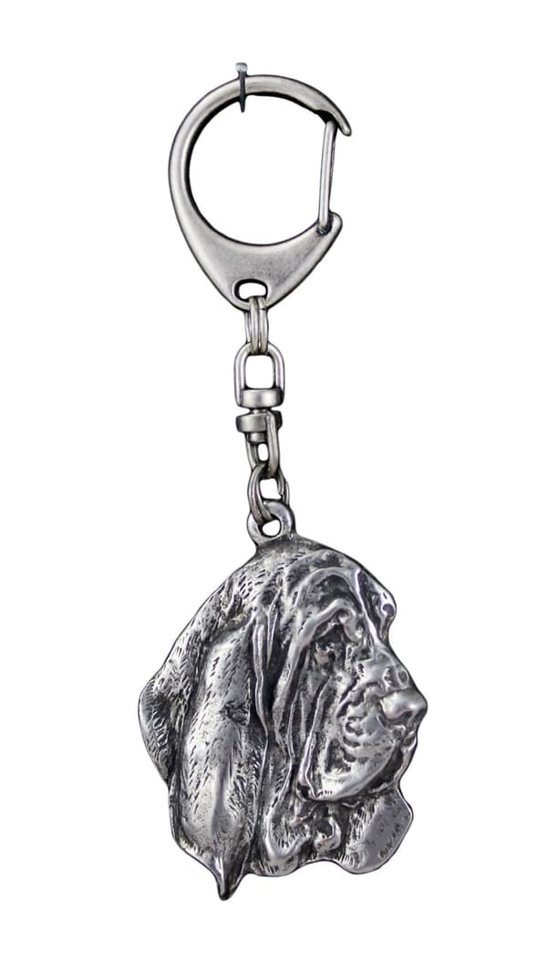 Basset Hound III - silverpläterad nyckelring med en hund i presentask, handväska dekoration, ryggsäckshänge från Art-Dog