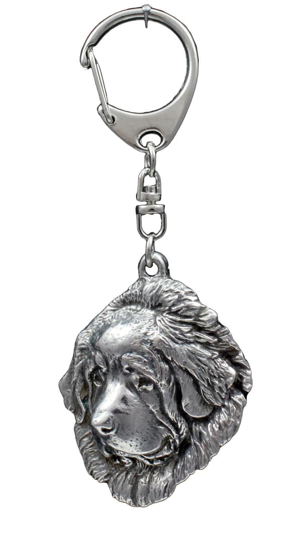 Tibetansk Mastiff, Tibetansk Grand Danois - silverpläterad nyckelring med en hund i presentask, handväska dekoration, ryggsäckshänge från Art-Dog