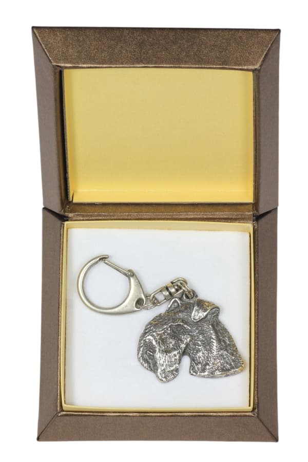 Lakeland Terrier - silverpläterad nyckelring med en hund i presentförpackning, handväska dekoration, ryggsäckshänge från Art-Dog