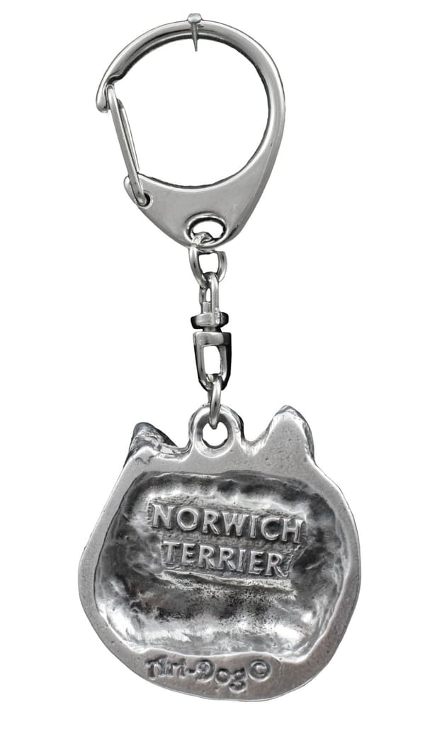 Norwich Terrier - silverpläterad nyckelring med en hund i presentask, handväska dekoration, ryggsäckshänge från Art-Dog