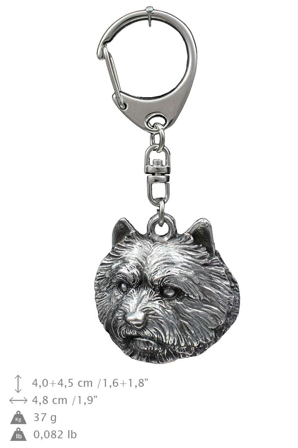 Norwich Terrier - silverpläterad nyckelring med en hund i presentask, handväska dekoration, ryggsäckshänge från Art-Dog