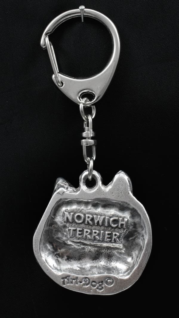 Norwich Terrier - silverpläterad nyckelring med en hund i presentask, handväska dekoration, ryggsäckshänge från Art-Dog