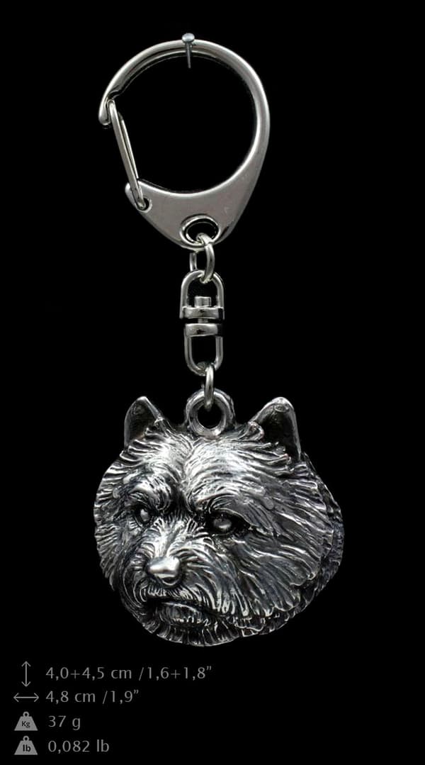 Norwich Terrier - silverpläterad nyckelring med en hund i presentask, handväska dekoration, ryggsäckshänge från Art-Dog
