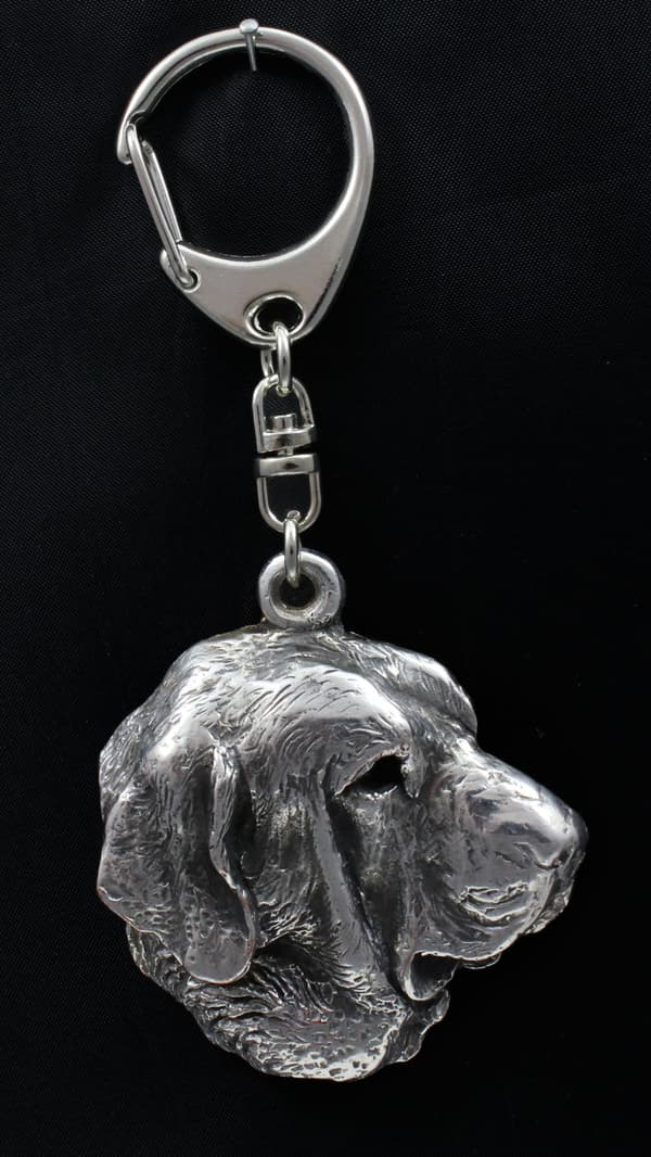 Spanish Mastiff - silverpläterad nyckelring med en hund i presentask, handväska dekoration, ryggsäckshänge från Art-Dog