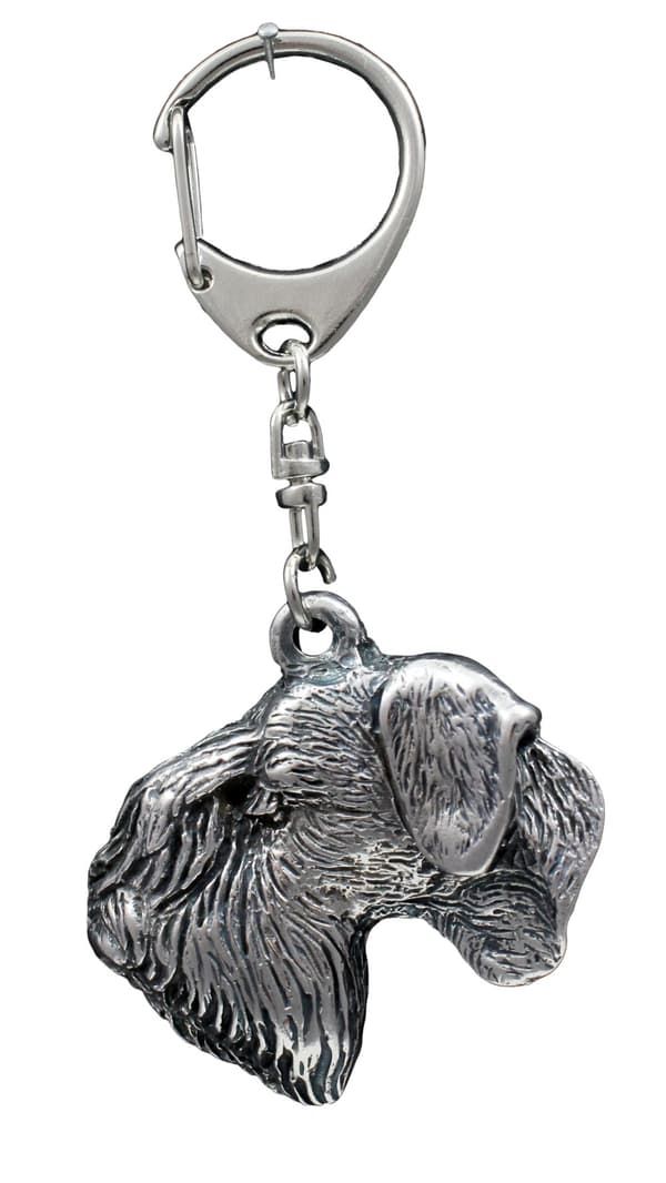 Czech Terrier, Cesky Terrier - silverpläterad nyckelring med en hund i presentförpackning, handväska dekoration, ryggsäckshänge från Art-Dog