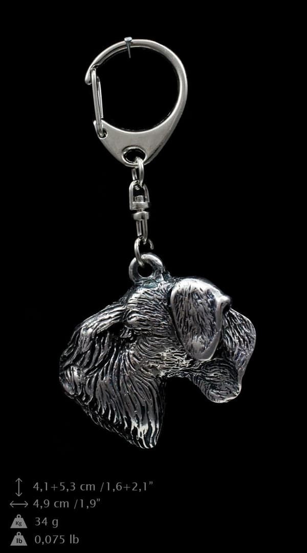 Czech Terrier, Cesky Terrier - silverpläterad nyckelring med en hund i presentförpackning, handväska dekoration, ryggsäckshänge från Art-Dog