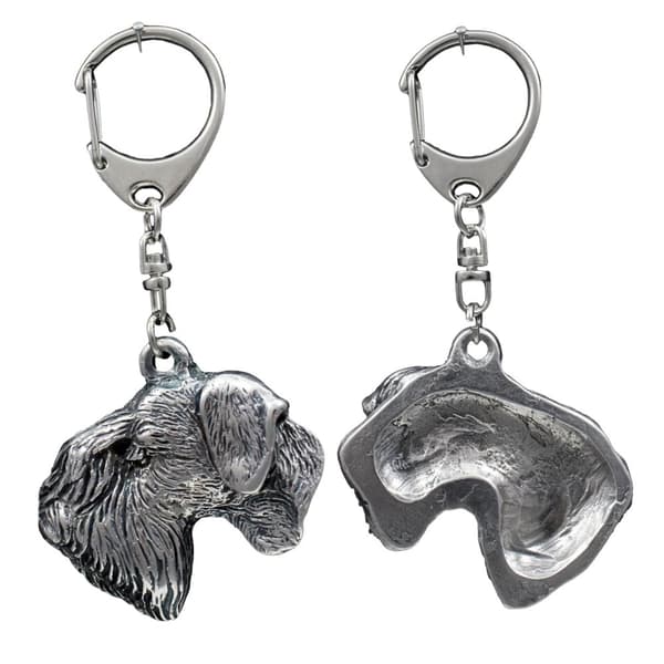 Czech Terrier, Cesky Terrier - silverpläterad nyckelring med en hund i presentförpackning, handväska dekoration, ryggsäckshänge från Art-Dog