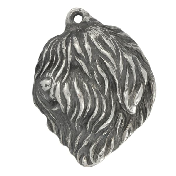 Polish Lowland Sheepdog, PON - silverpläterad nyckelring med en hund i presentask, handväska dekoration, ryggsäckshänge från Art-Dog