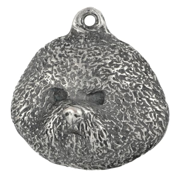 Bichon Frise, Tenerife Dog - hopeoitu avaimenperä koiralla lahjarasiassa, käsilaukun koristelu, reppuriipus Art-Dogilta