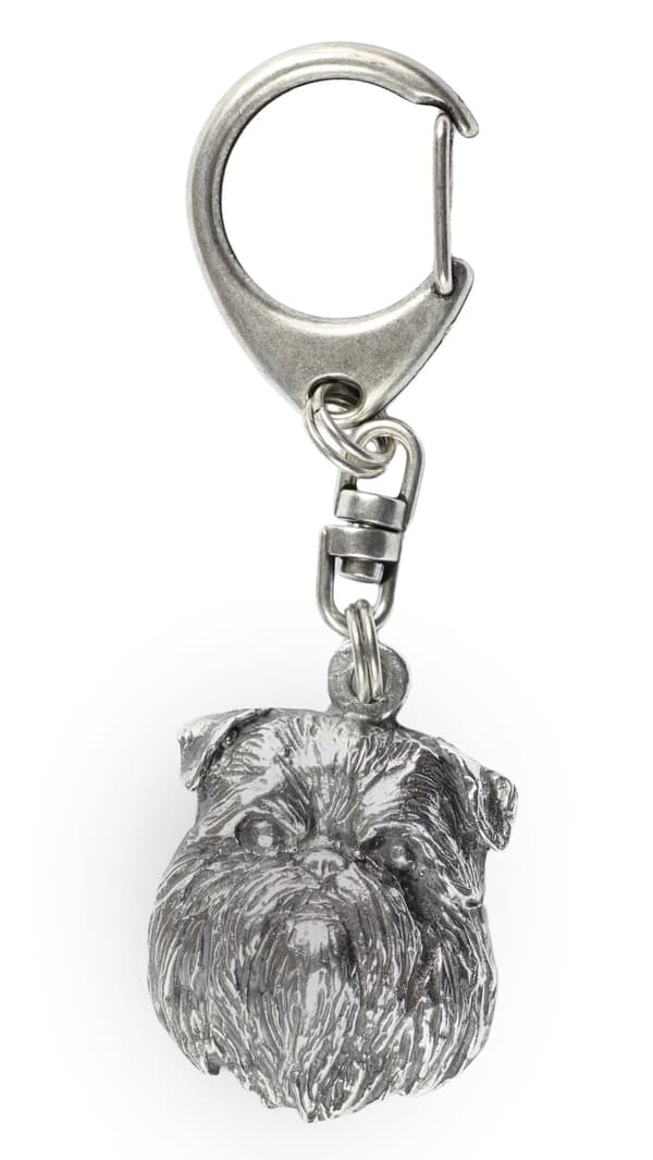 Brysselin griffon, Griffon bruxellois - hopeoitu avaimenperä koiralla lahjarasiassa, käsilaukun koristelu, reppuriipus by Art-Dog