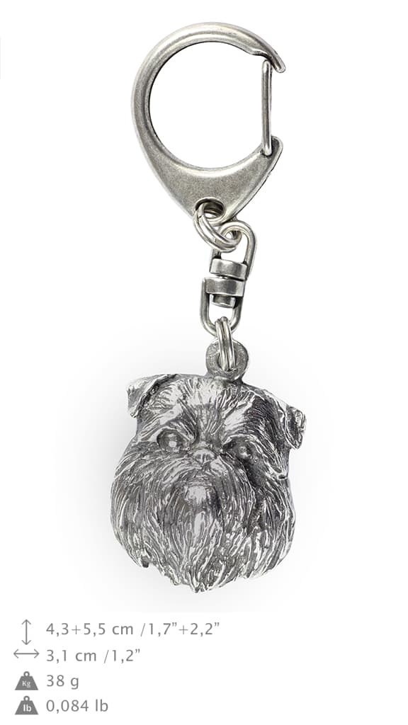 Brysselin griffon, Griffon bruxellois - hopeoitu avaimenperä koiralla lahjarasiassa, käsilaukun koristelu, reppuriipus by Art-Dog