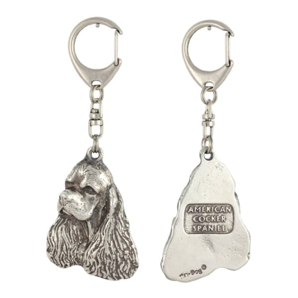 Clumber Spaniel - silverpläterad nyckelring med en hund i presentförpackning, handväska dekoration, ryggsäckshänge från Art-Dog