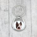 Miniatyrbillede 3 af 3: American Staffordshire terrier, Amstaff, Amstaf - geometrisk nøglering med et foto og inskriptionen Art-Dog