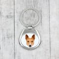 Pikkukuva 3 / 3: Basenji, Basenji, Kongon koira - geometrinen avaimenperä, jossa on valokuva ja kirjoitus Art-Dog
