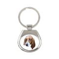 Miniatyrbild 1 av 3: Basset Hound - geometrisk nyckelring med ett foto och inskriptionen Art-Dog