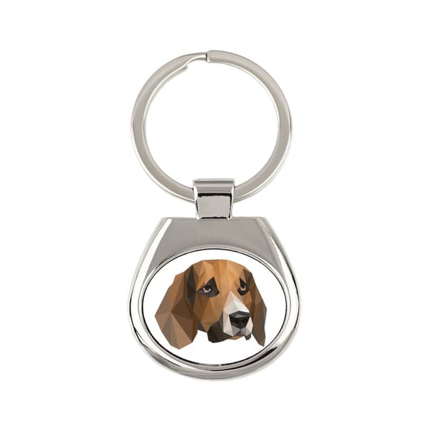 Beagle - geometrisk nyckelring med ett foto och inskriptionen Art-Dog