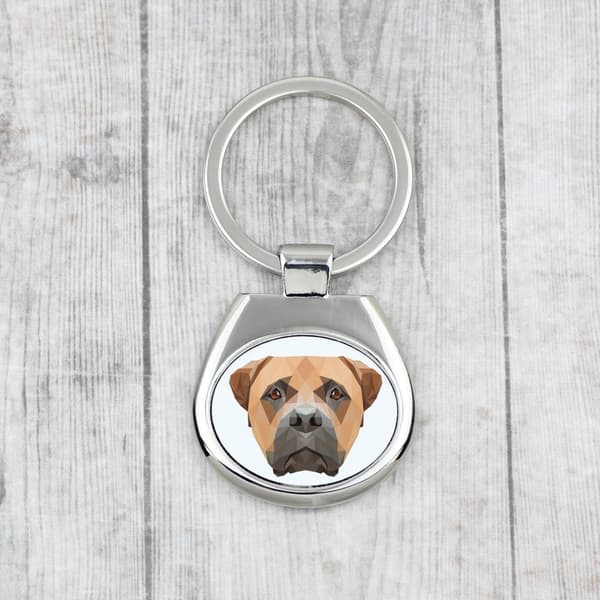 Bullmastiff, Bullmastiff - geometrisk nøglering, nøglering med et foto og inskriptionen Art-Dog
