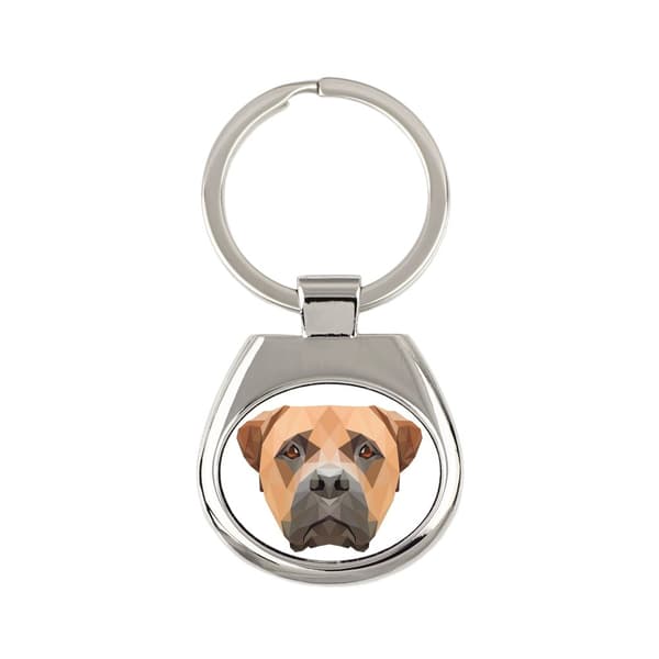 Bullmastiff, Bullmastiff - geometrisk nyckelring, nyckelring med ett foto och inskriptionen Art-Dog