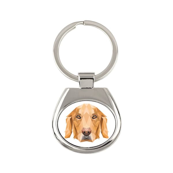 Golden Retriever - geometrisk nyckelring med ett foto och inskriptionen Art-Dog