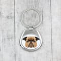 Pikkukuva 3 / 3: Brussels Griffon, Griffon bruxellois - geometrinen avaimenperä, jossa on valokuva ja kirjoitus Art-Dog