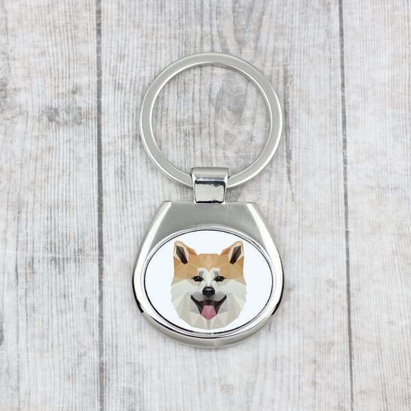 Akita, Akita Inu - geometrisk nyckelring med ett foto och inskriptionen Art-Dog