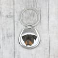 Miniatyrbillede 3 af 3: Rottweiler - geometrisk nøglering med et foto og påskriften Art-Dog