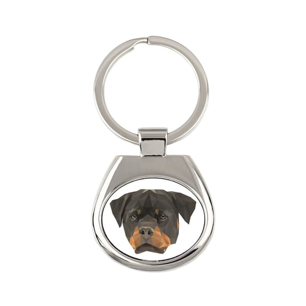 Rottweiler - geometrisk nøglering med et foto og påskriften Art-Dog
