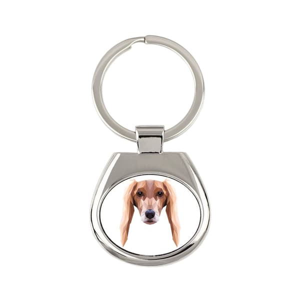 Persisk vinthund, Saluki - geometrisk nyckelring med ett foto och inskriptionen Art-Dog