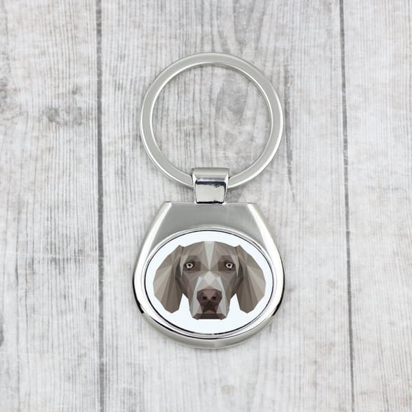 Weimaraner, Weimaraner - geometrisk nyckelring med ett foto och inskriptionen Art-Dog