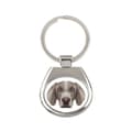 Miniatyrbild 1 av 3: Weimaraner, Weimaraner - geometrisk nyckelring med ett foto och inskriptionen Art-Dog