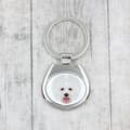 Pikkukuva 3 / 3: Bichon Frise, Teneriffan koira - geometrinen avaimenperä, jossa on valokuva ja kirjoitus Art-Dog