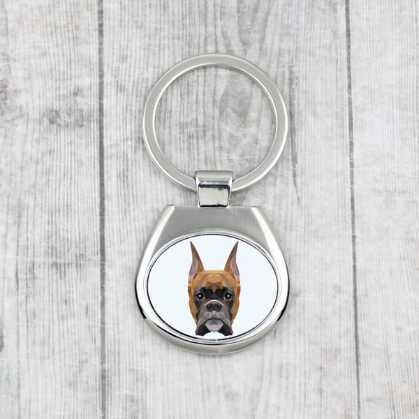 Boxer, Boxer I - geometrisk nyckelring med ett foto och inskriptionen Art-Dog