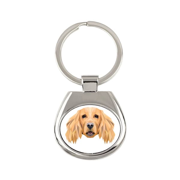 Engelsk Cocker Spaniel - geometrisk nyckelring med ett foto och inskriptionen Art-Dog