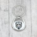 Miniatyrbild 3 av 3: Irländsk varghund, irländsk varghund - geometrisk nyckelring med ett foto och inskriptionen Art-Dog