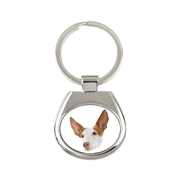 Podenco från Ibiza, Podenco Ibicenco - geometrisk nyckelring med ett foto och inskriptionen Art-Dog