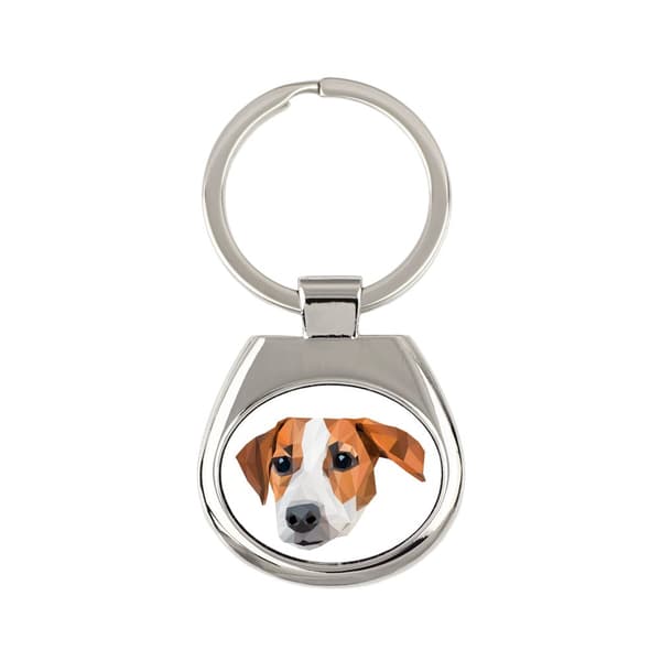Jack Russell Terrier - geometrisk nyckelring med ett foto och inskriptionen Art-Dog