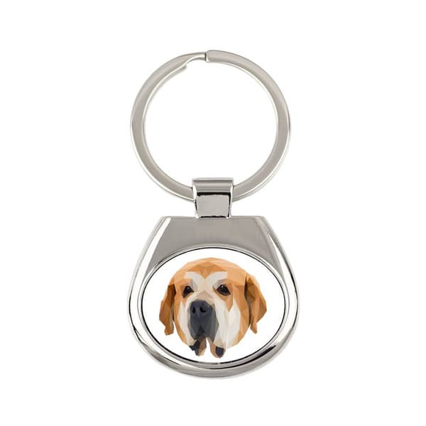 Spansk Mastiff - geometrisk nyckelring med ett foto och inskriptionen Art-Dog